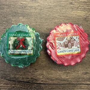 NWT Yankee Candle Wax Melts Christmas Wreath & Candy Cane Lane Set of 2